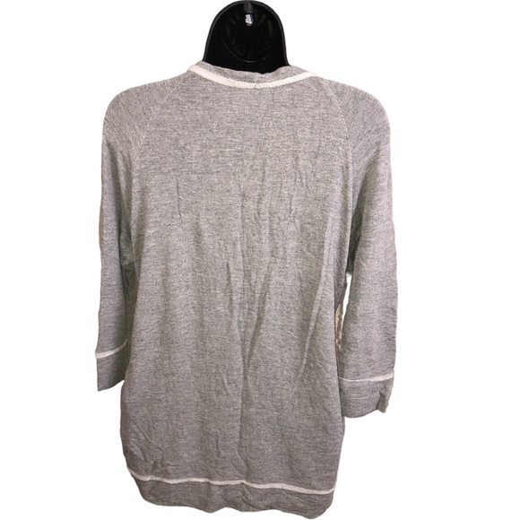 Anthropologie Dolan Ivory/Gray 3/4 Sleeve Crochet Pullover Sweater - S - Picture 3 of 12